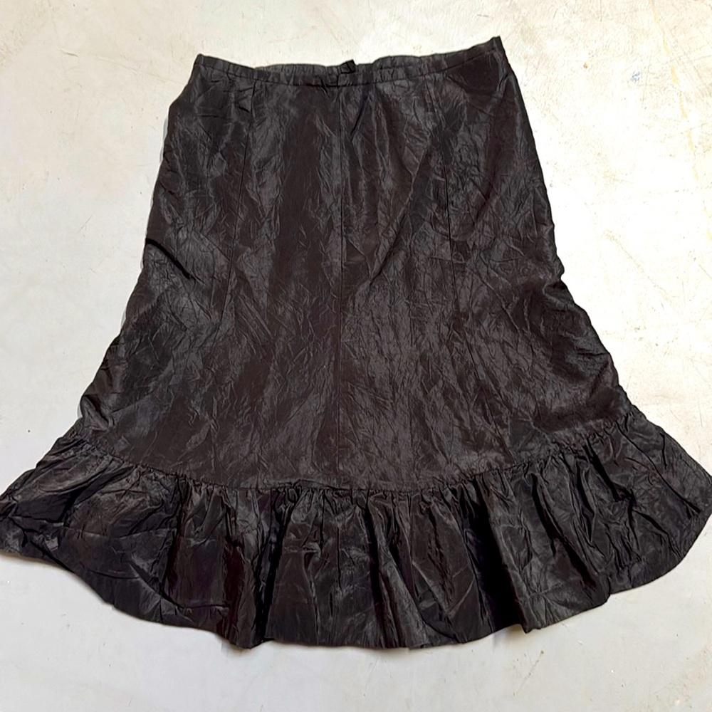 New Tracy Reese 100% Silk Black Flutter Bottom Skirt Sz 10